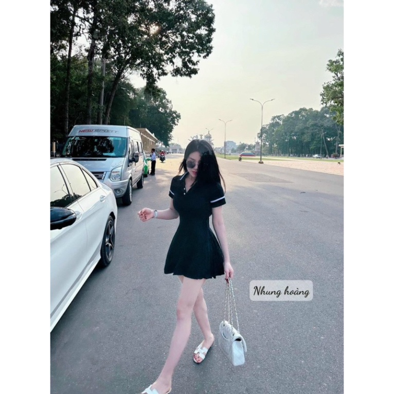 Đầm Xoè Cổ Trụ Thun Gân Phong Cách Năng Động GMD  CC0011