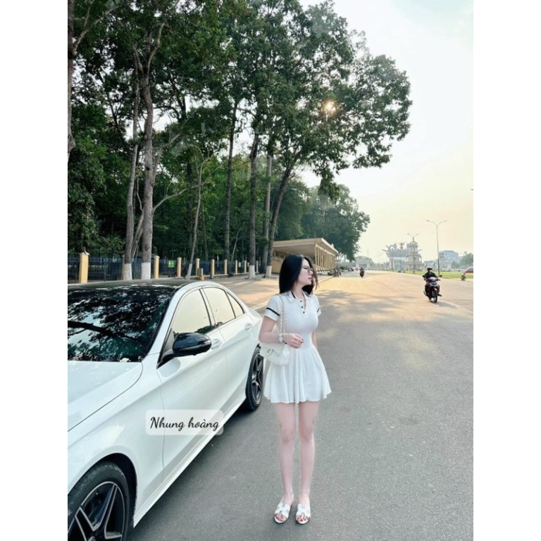 Đầm Xoè Cổ Trụ Thun Gân Phong Cách Năng Động GMD  CC0011