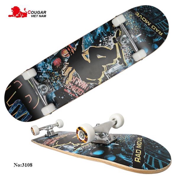 Ván trượt Skateboard Ván Trượt Thể Thao Người Lớn Trẻ Em Đạt Chuẩn Thi Đấu Gỗ Ép 8 Lớp Chịu Lực Tốt Trục Làm Bằng Thép B