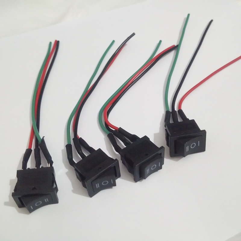 Công Tắc Bập Bênh 3 chân ON-OFF-ON 6A 250V Đấu sẵn dây, Công tắc bật tắt đèn xe máy, Công tắc đảo chiều 3 chân NK031