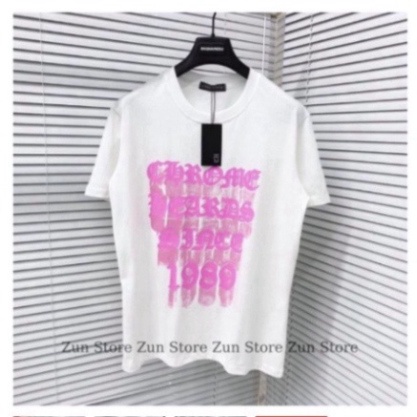 Áo phông nam nữ Cotton in Chữ Chrome Hearts 1989 , áo co dãn cộc tay cổ trụ | BigBuy360 - bigbuy360.vn