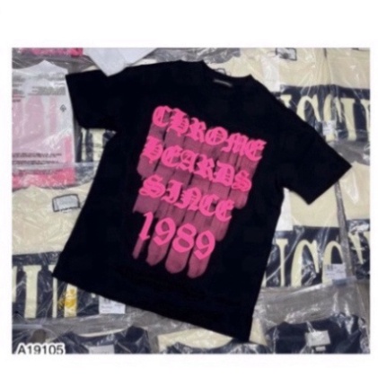 Áo phông nam nữ Cotton in Chữ Chrome Hearts 1989 , áo co dãn cộc tay cổ trụ | BigBuy360 - bigbuy360.vn