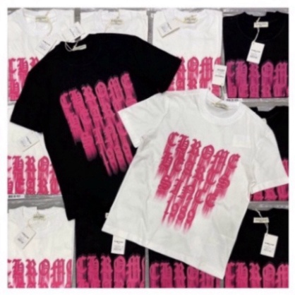 Áo phông nam nữ Cotton in Chữ Chrome Hearts 1989 , áo co dãn cộc tay cổ trụ | BigBuy360 - bigbuy360.vn