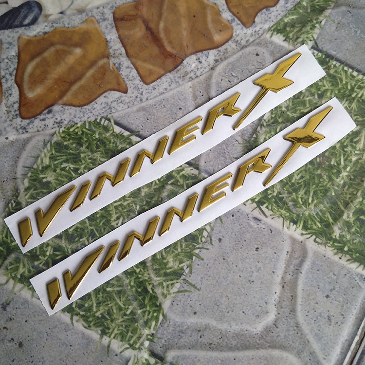 Bộ 2 tem winner X 3D nổi màu Vàng gold mạ bóng