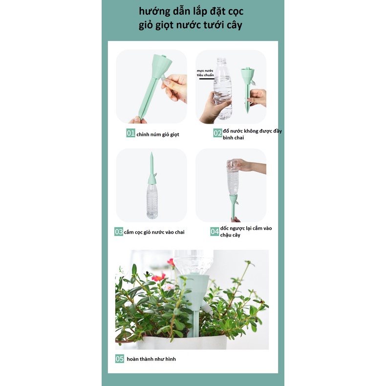 Đầu tưới tự động nhỏ giọt cao cấp phù hợp nhiều dạng chai, không cần đục lỗ trên thân chai