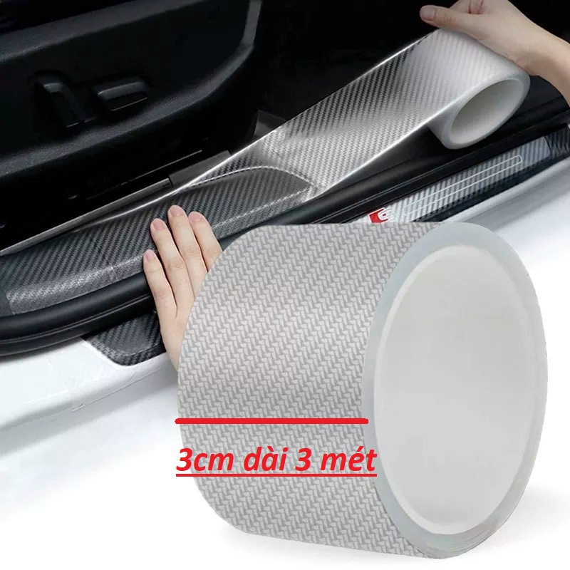 Cuộn 3 mét Băng Keo K3D Carbon trong suốt dán chống trầy xước xe hơi và bề mặt khác