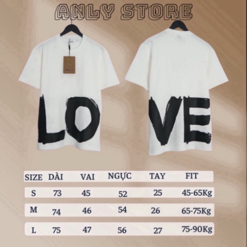 Áo phông nam nữ Burberry chữ LOVE áo co giãn cộc tay cổ hình trụ chất vải cotton dày dặn | BigBuy360 - bigbuy360.vn