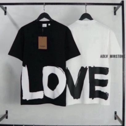 Áo phông nam nữ Burberry chữ LOVE áo co giãn cộc tay cổ hình trụ chất vải cotton dày dặn | BigBuy360 - bigbuy360.vn