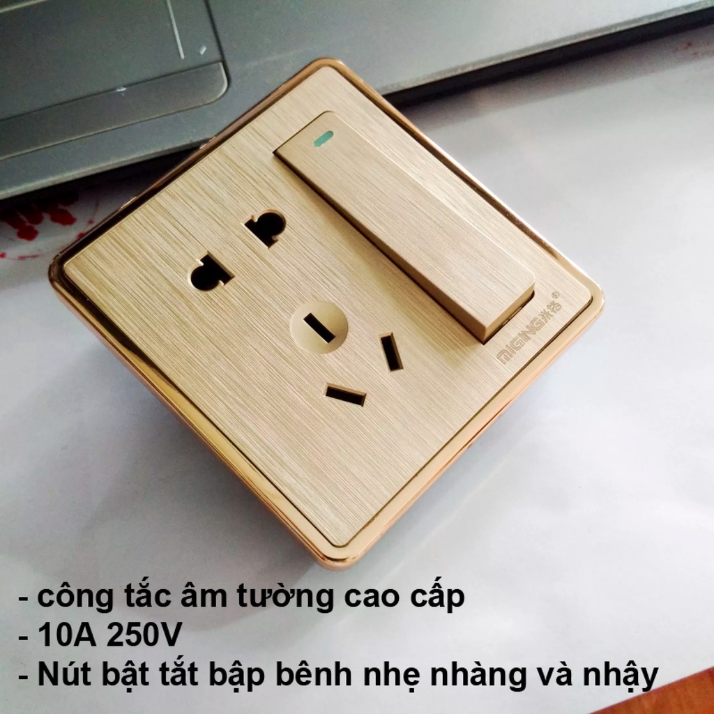 ổ Điện Công Tắc Âm Tường MIGING 2 Lỗ Cắm 1 công tắc Cao Cấp - OAT1