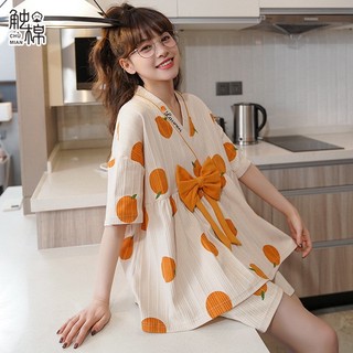 CHUMIAN Bộ Đồ Ngủ Áo Tay Ngắn Phối Quần Short Mỏng Thời Trang Mùa Hè Dễ Thương Cho Nữ