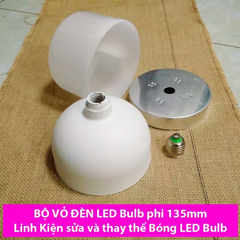Bộ vỏ đèn LED Bulb 50w phi 135mm, Linh kiện sửa và thay thế bóng đèn
