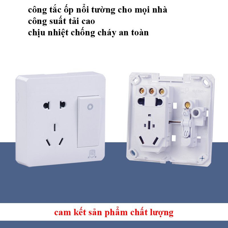 Ổ Điện Công Tắc MẶT 2 lỗ cắm 1 công tắc on/off ốp Nổi Tường 250V 10A Loại tốt - OCT1