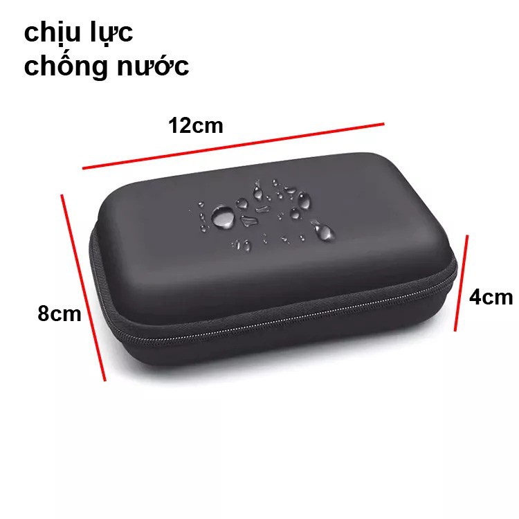 Hộp đựng cáp sạc, tai nghe màu đen (loại lớn 12cm)