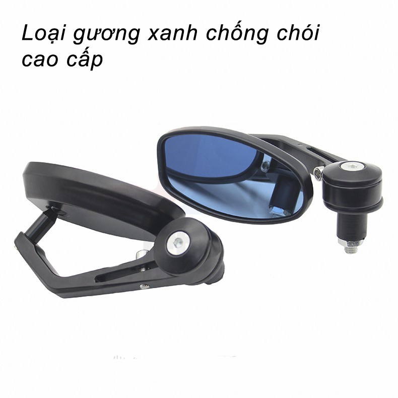 Bộ 2 Gương Gù Chiếu Hậu Xe Máy Kính Xanh Chống Chói Loại hàng tốt 550g oval