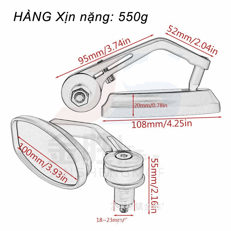 Bộ 2 Gương Gù Chiếu Hậu Xe Máy Kính Xanh Chống Chói Loại hàng tốt 550g oval