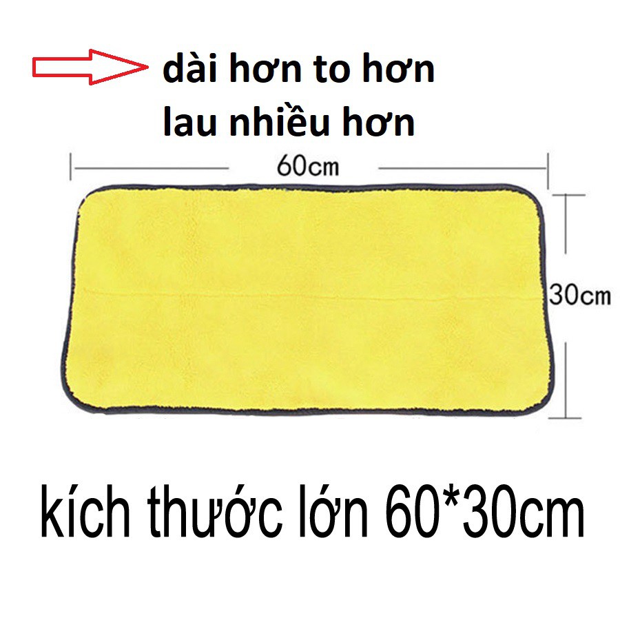 Khăn lau siêu hút loại lớn 60cm x 30cm,sợi lông microfiber 2 mặt,không xù lông