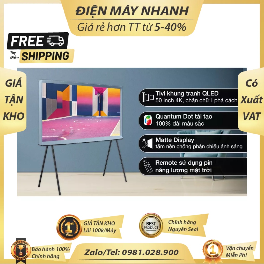 Tivi Samsung Smart TV QLED Kiểu chữ I QA50LS01BB Chuẩn 200%