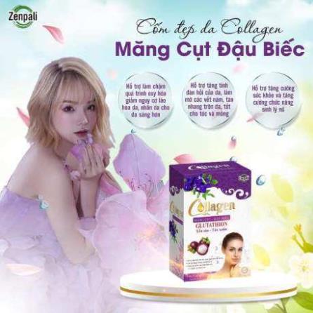 Collagen măng cụt đậu biếc hari store collagen Zenpali Chính Hãng Làm Đẹp Da Cân Bằng Nội Tiết Tố Nữ hộp 30 gói