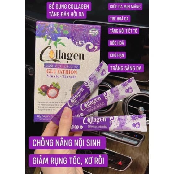 Collagen măng cụt đậu biếc hari store collagen Zenpali Chính Hãng Làm Đẹp Da Cân Bằng Nội Tiết Tố Nữ hộp 30 gói