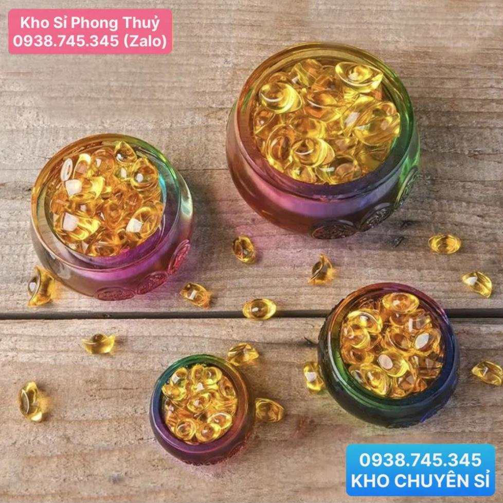 Hủ vàng bát Tụ Bảo Bồn 6cm 8cm kèm thỏi kim nguyên bảo [SHOP XỊN]