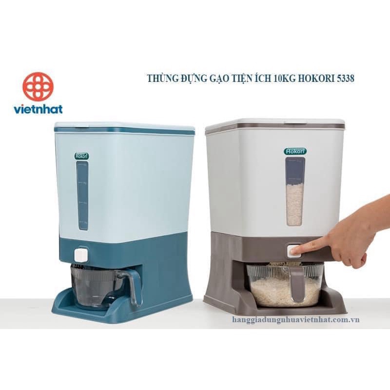 THÙNG ĐỰNG GẠO VIỆT NHẬT DUNG TÍCH 12KG CÓ CỐC ĐONG GẠO TIỆN DỤNG