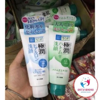 Sữa rửa mặt hadalabo Nhật 100g dạng kem màu trắng và trà xanh