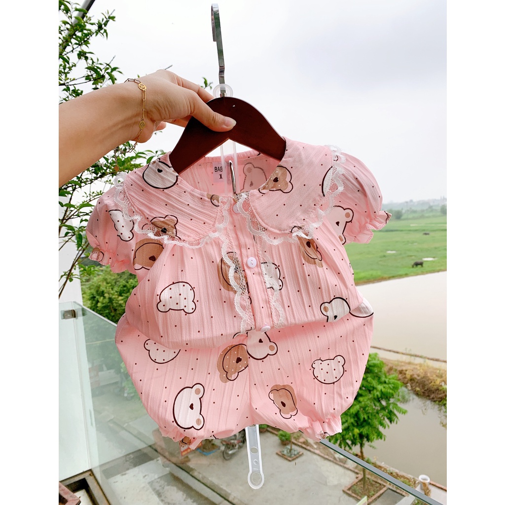 Pijama đũi gân cổ sen bèo bé gái siêu xinh, chất đẹp mềm mát Chuẩn gu bánh bèo luôn nha 8-18kg