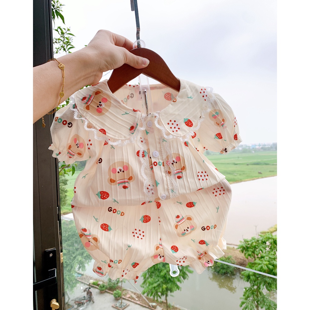 Pijama đũi gân cổ sen bèo bé gái siêu xinh, chất đẹp mềm mát Chuẩn gu bánh bèo luôn nha 8-18kg