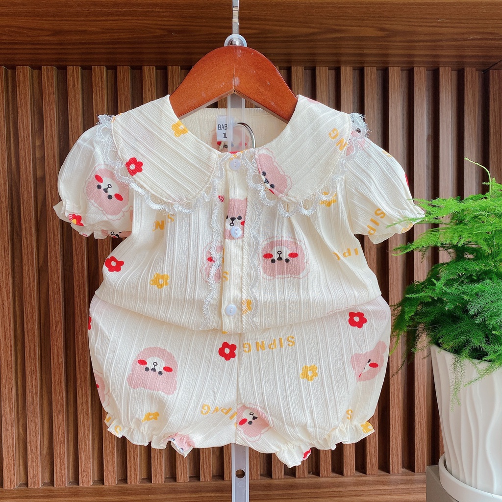 Pijama đũi gân cổ sen bèo bé gái siêu xinh, chất đẹp mềm mát Chuẩn gu bánh bèo luôn nha 8-18kg