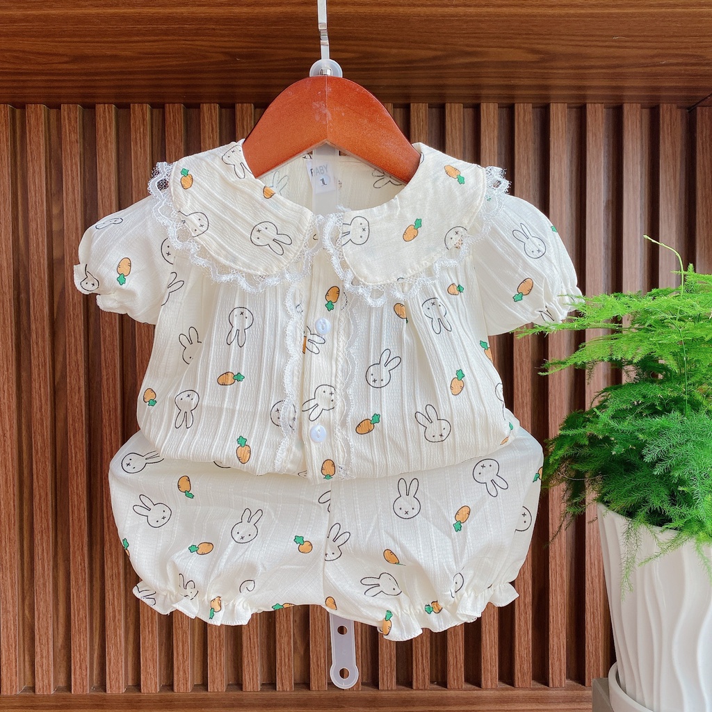 Pijama đũi gân cổ sen bèo bé gái siêu xinh, chất đẹp mềm mát Chuẩn gu bánh bèo luôn nha 8-18kg