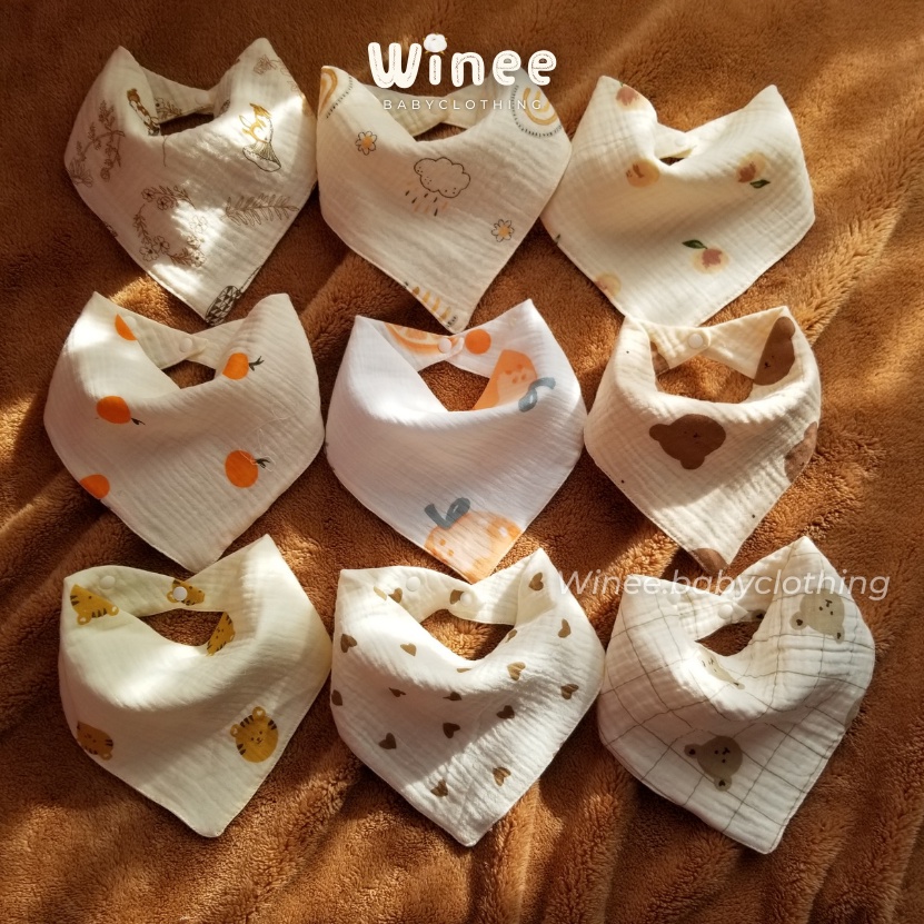 Y001 Yếm tam giác xô muslin oganic 4 lớp siêu mềm mại cho bé