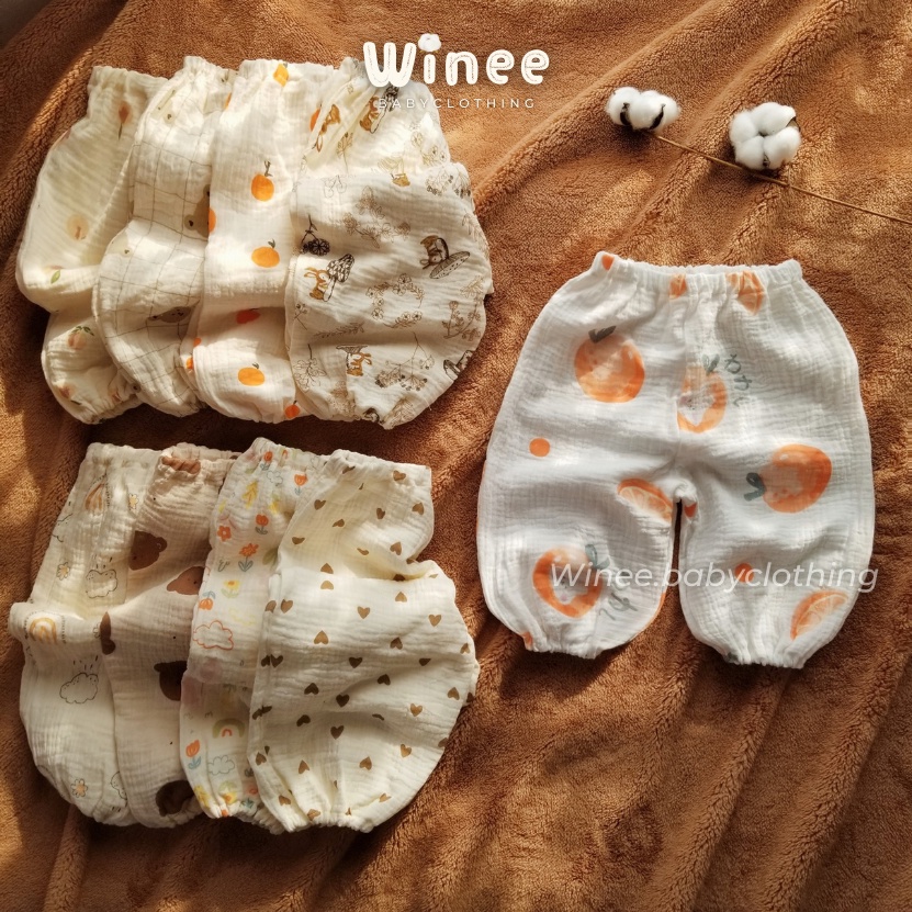 Q001 Quần bom muslin oganic chống muỗi chống gió điều hòa cho bé (size 6 tháng đến 3 tuổi)