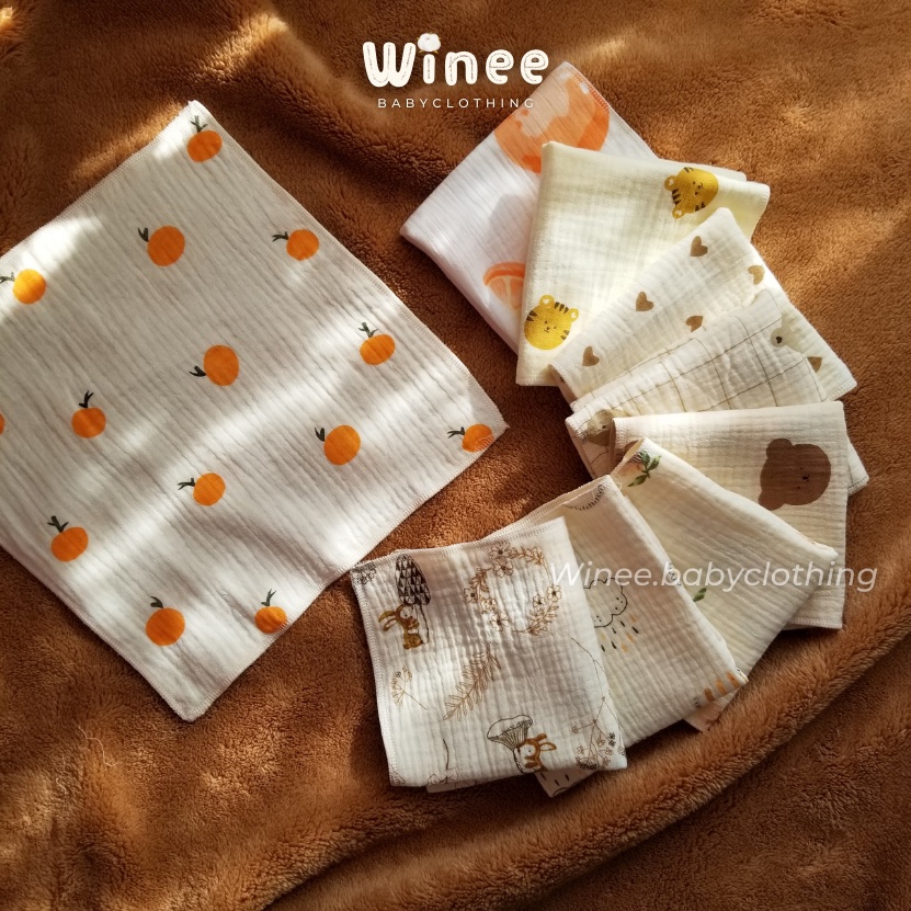 K001 Khăn sữa 4 lớp và 2 lớp muslin oganic siêu mềm cho bé