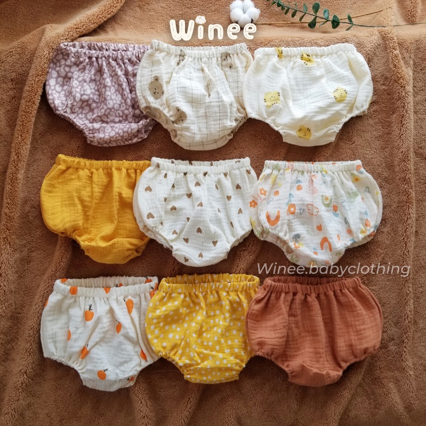 Q002 Quần chip xô muslin (size 0 đến 18 tháng)
