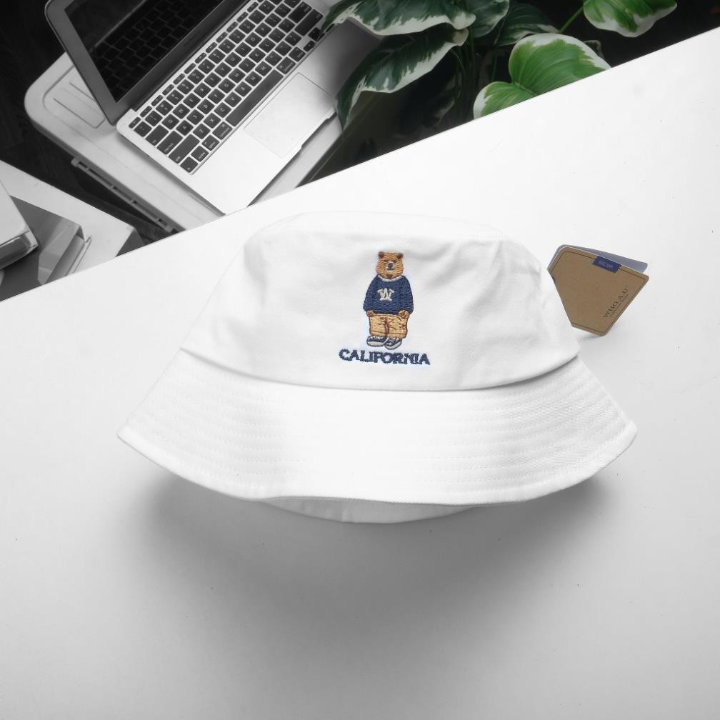 Nón bucket, mũ tai bèo thêu gấu cute nhiều màu phong cách HOTT cute
