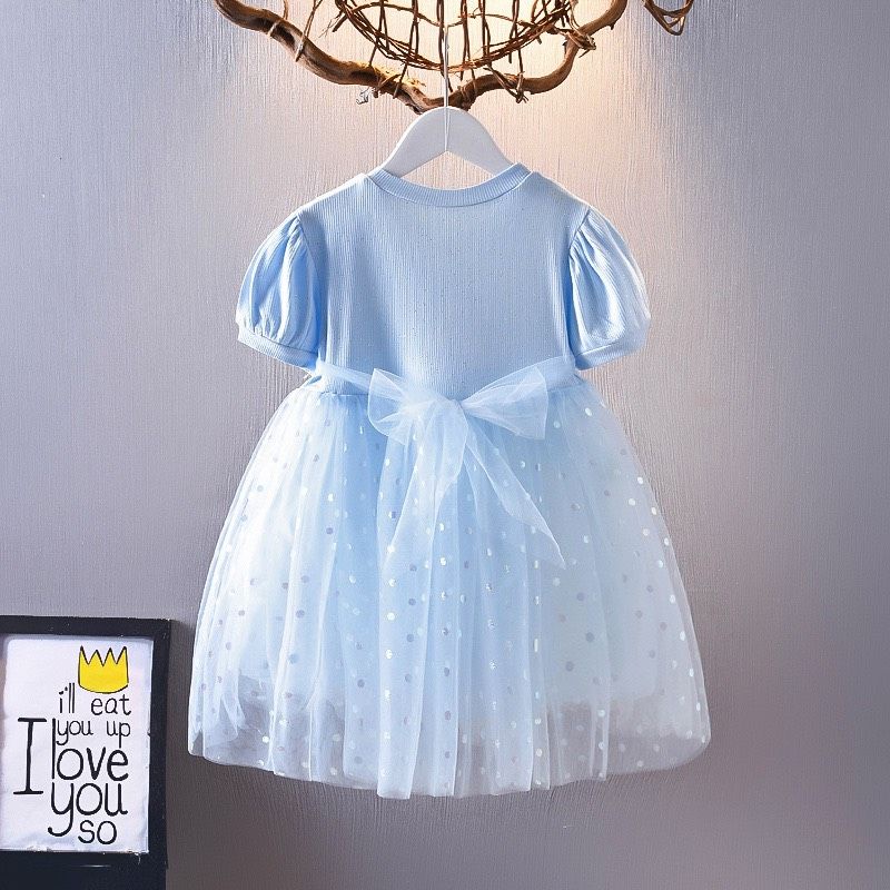 Váy elsa phối ren qccc bé gái 5-13