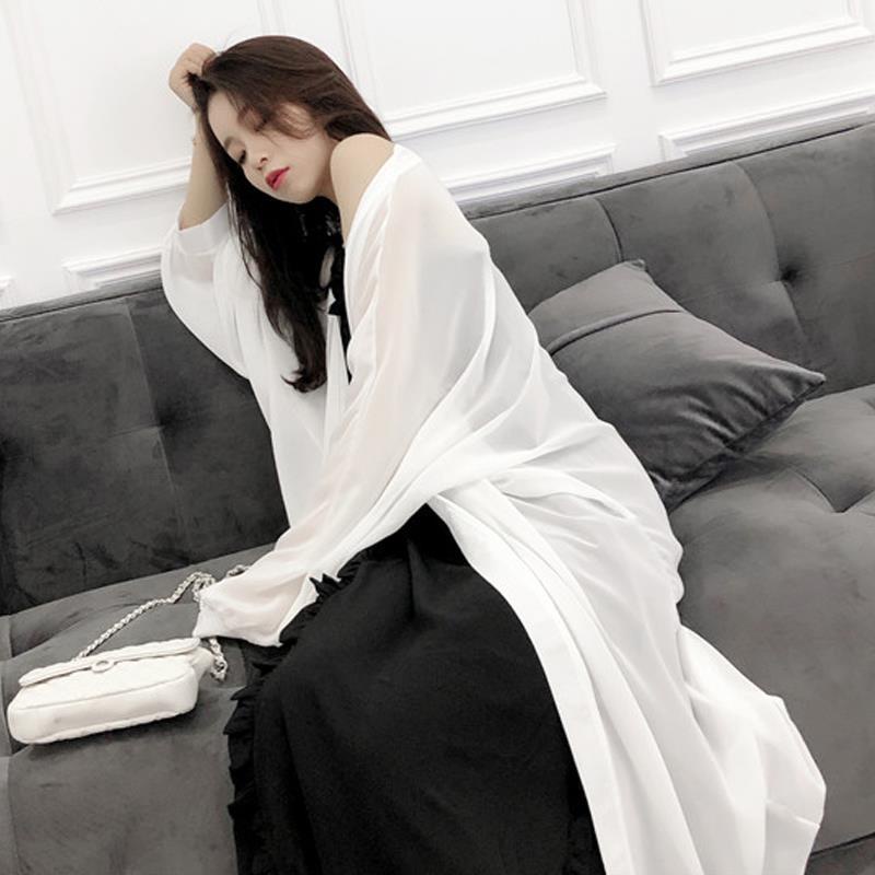 Áo Khoác Voan Cardigan Chống Nắng Siêu Mỏng Dáng Rộng Thời Trang Phong Cách Hàn Quốc Cho Nữ