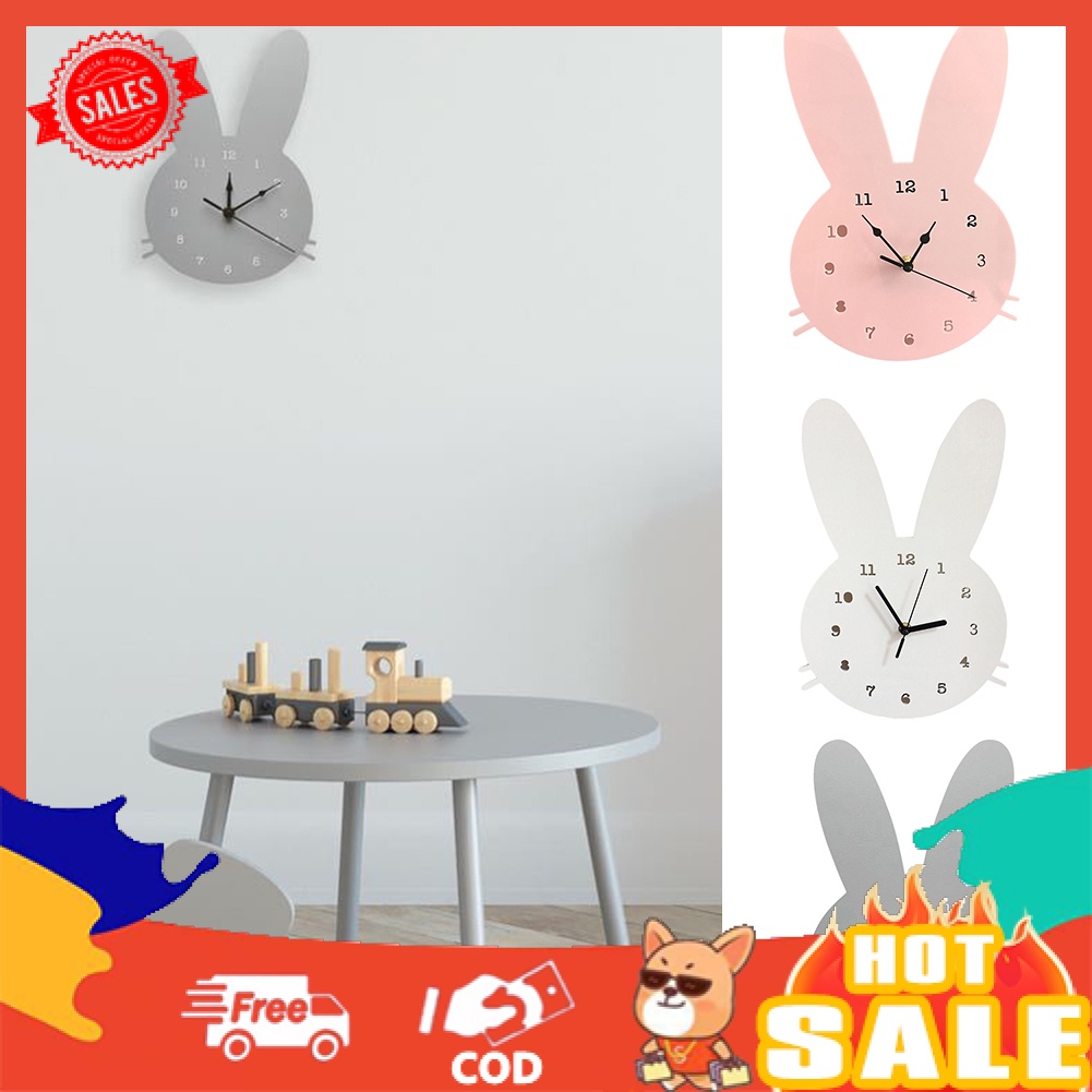 Đồng Hồ Treo Tường Bằng Gỗ Hình Thỏ Dễ Thương Phong Cách Bắc Âu