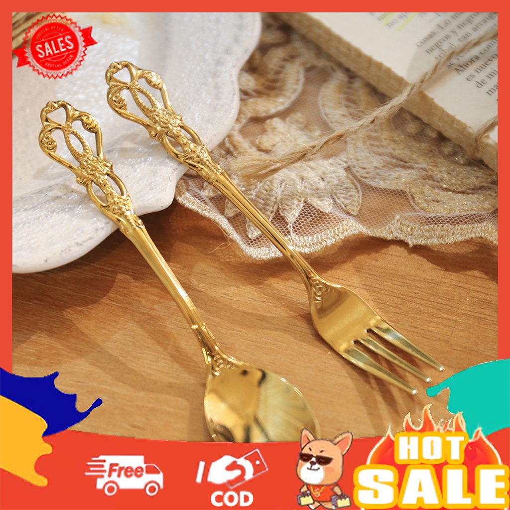 Bộ Muỗng Nĩa Bằng Thép Không Gỉ Đánh Bóng Phong Cách Vintage
