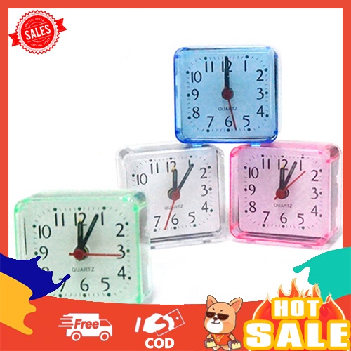 Đồng Hồ Báo Thức Để Bàn Mini Hình Vuông Nhỏ Gọn Yên Tĩnh Dùng Khi Đi Du Lịch