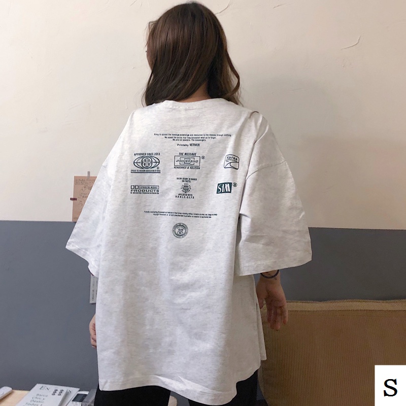Áo Thun 100% Cotton Tay Ngắn Dáng Rộng Phong Cách Hip Hop Nhật Bản Cho Nữ