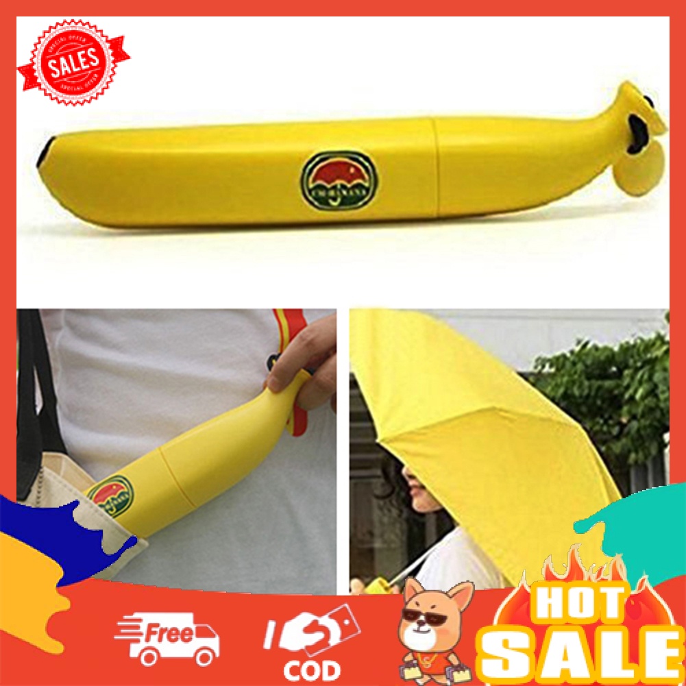 Ô Dù Gấp Gọn Chống Tia UV / Gió Hình Quả Chuối Kèm Hộp Đựng Cho Bé
