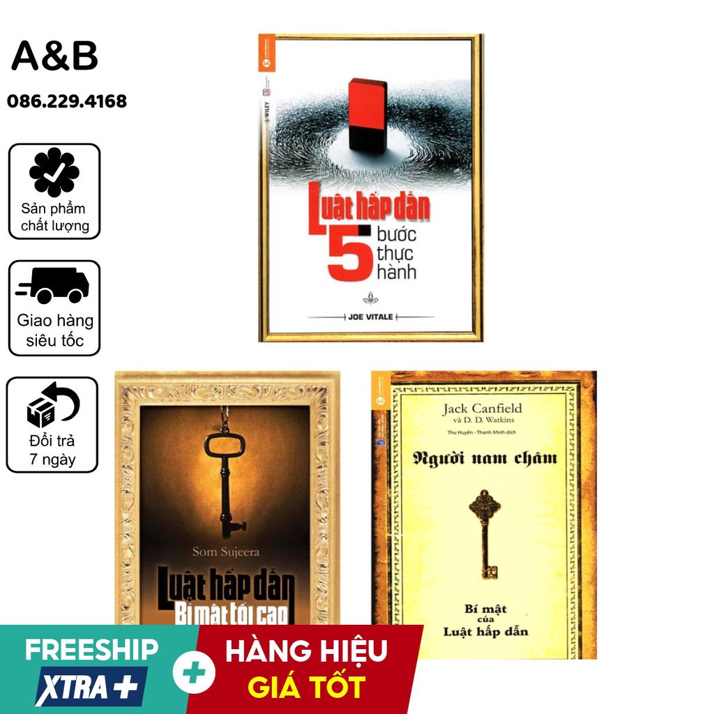 📚 Combo 3: Người Nam Châm + Luật Hấp Dẫn Bí Mật Tối Cao + Luật Hấp Dẫn - 5 Bước Thực Hành | Thanh lý - Xả Kho