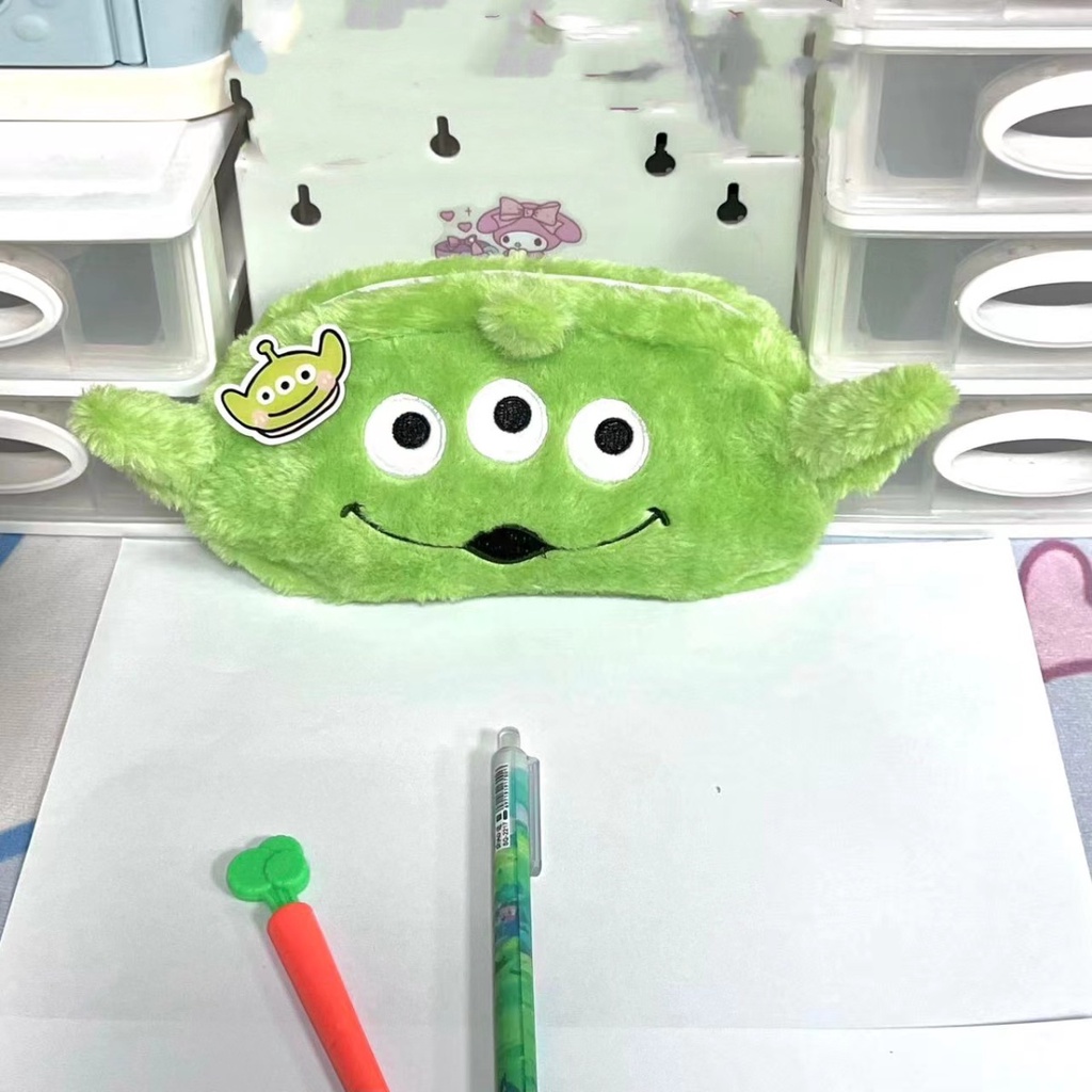 Túi Đựng Bút Chì Ba Mắt Sức Chứa Lớn Hình Chú Gấu / Dâu Tây Nhỏ Dễ Thương Để Bàn Cho Học Sinh