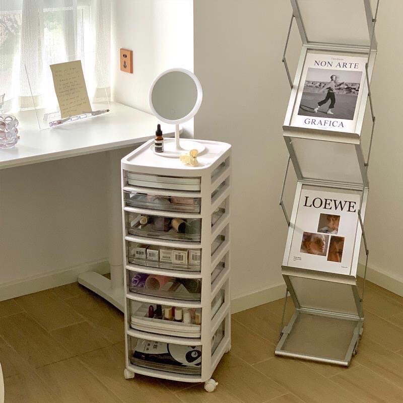 Tủ nhựa trong suốt có bánh xe nhiều ngăn kéo decor phòng ngủ