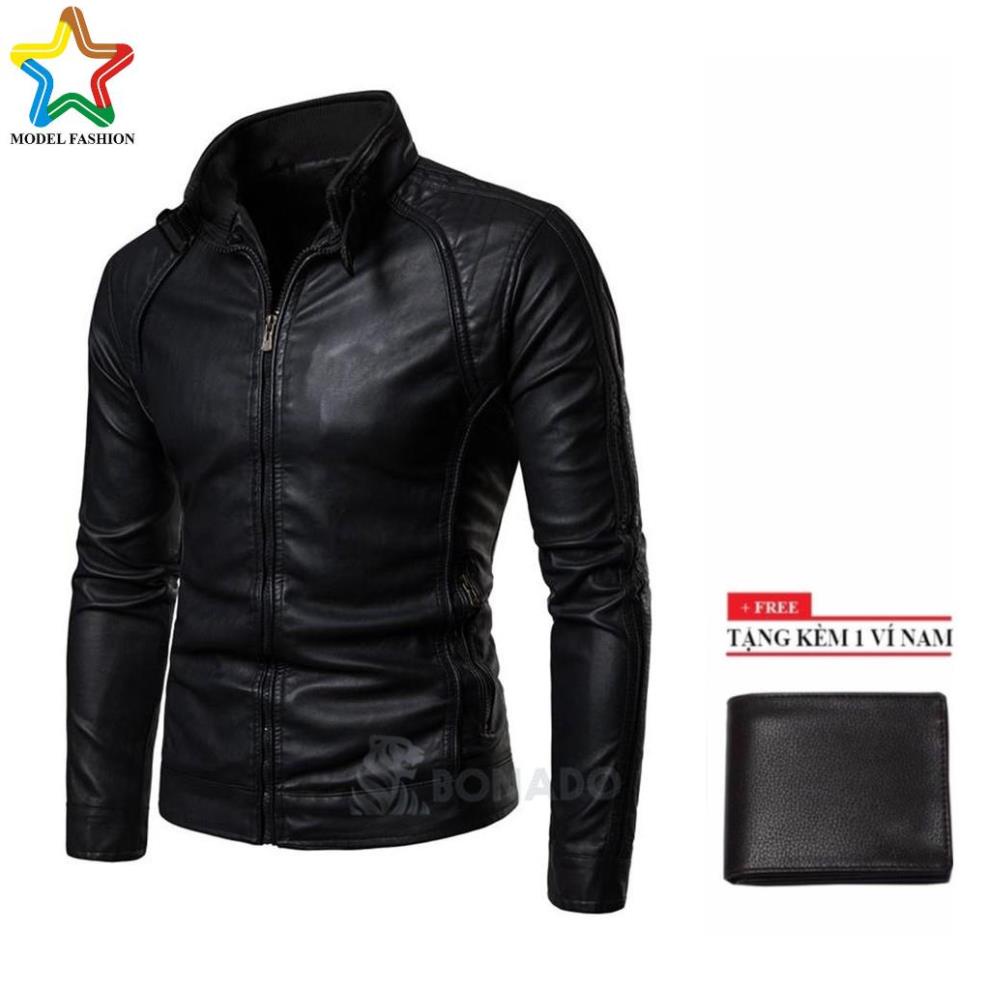 Áo Khoác Da nam hàn quốc PHL Fashion AD2801 - Tặng ví Fashion