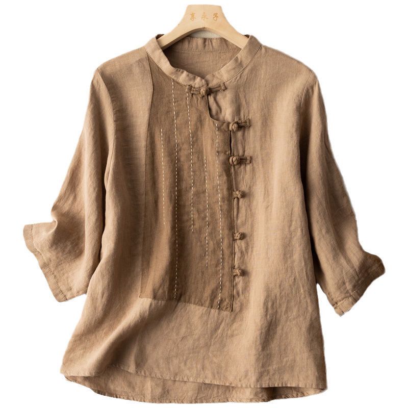 Áo Sơ Mi Vải Lanh Cotton Ba Lớp Cắt Nhãn Đơn Phong Cách Nhật Bản Thời Trang Hàng Mới Dành Cho Bạn Nữ