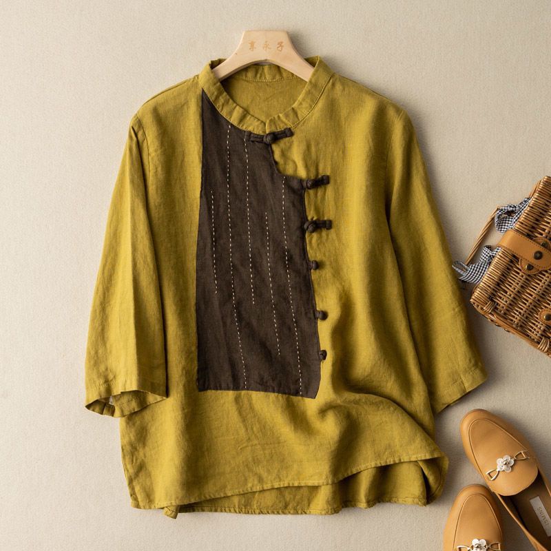 Áo Sơ Mi Vải Lanh Cotton Ba Lớp Cắt Nhãn Đơn Phong Cách Nhật Bản Thời Trang Hàng Mới Dành Cho Bạn Nữ