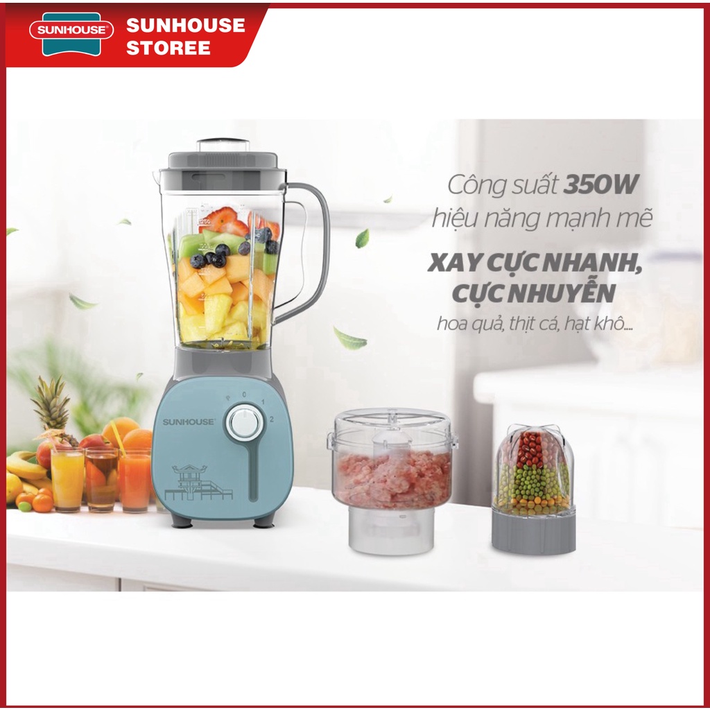 Máy xay sinh tố đa năng Sunhouse SHD5312B/SHD5312G, Công suất 350W, Dung tích 1,5 lít, Bảo hành 12 tháng