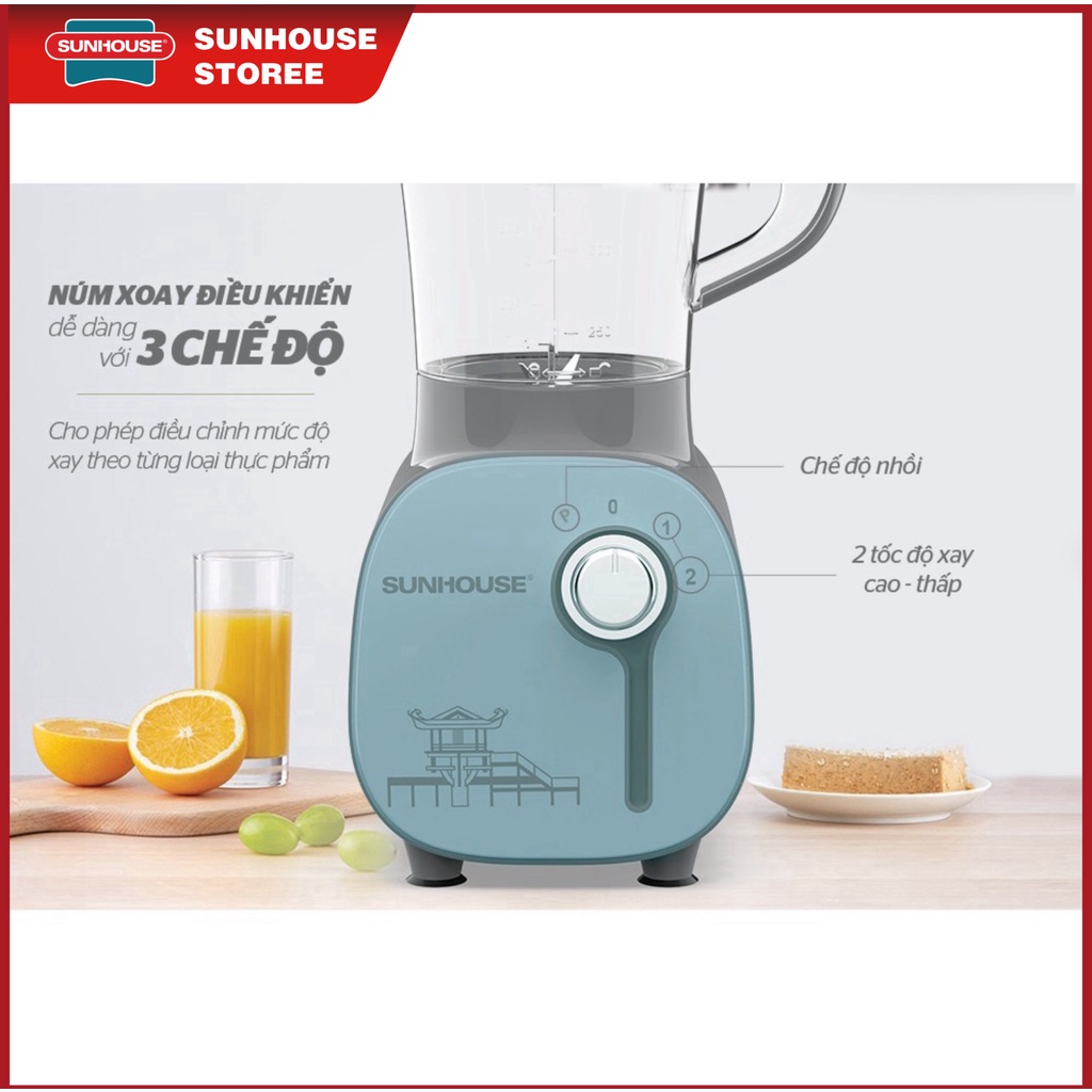 Máy xay sinh tố đa năng Sunhouse SHD5312B/SHD5312G, Công suất 350W, Dung tích 1,5 lít, Bảo hành 12 tháng
